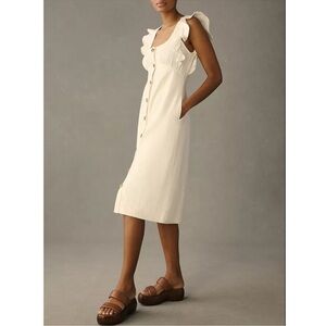 Anthropologie Pilcro ruffled Sleeve white Graduation Dress